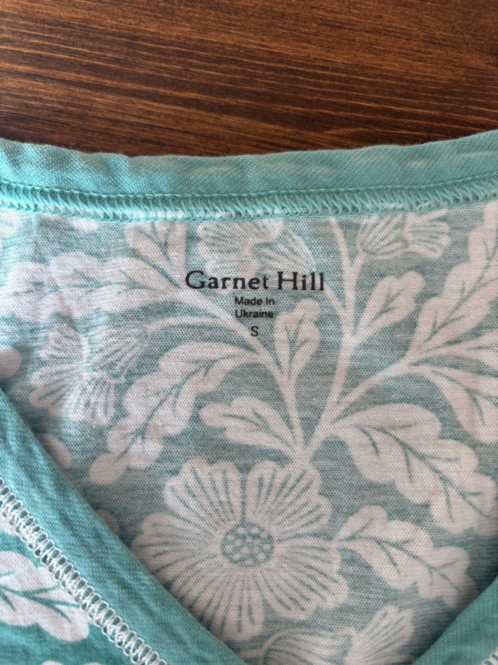 Garnet Hill Asian Wrap Organic Cotton Shorty Pajama Set Floral Aqua Size Small - Picture 13 of 15